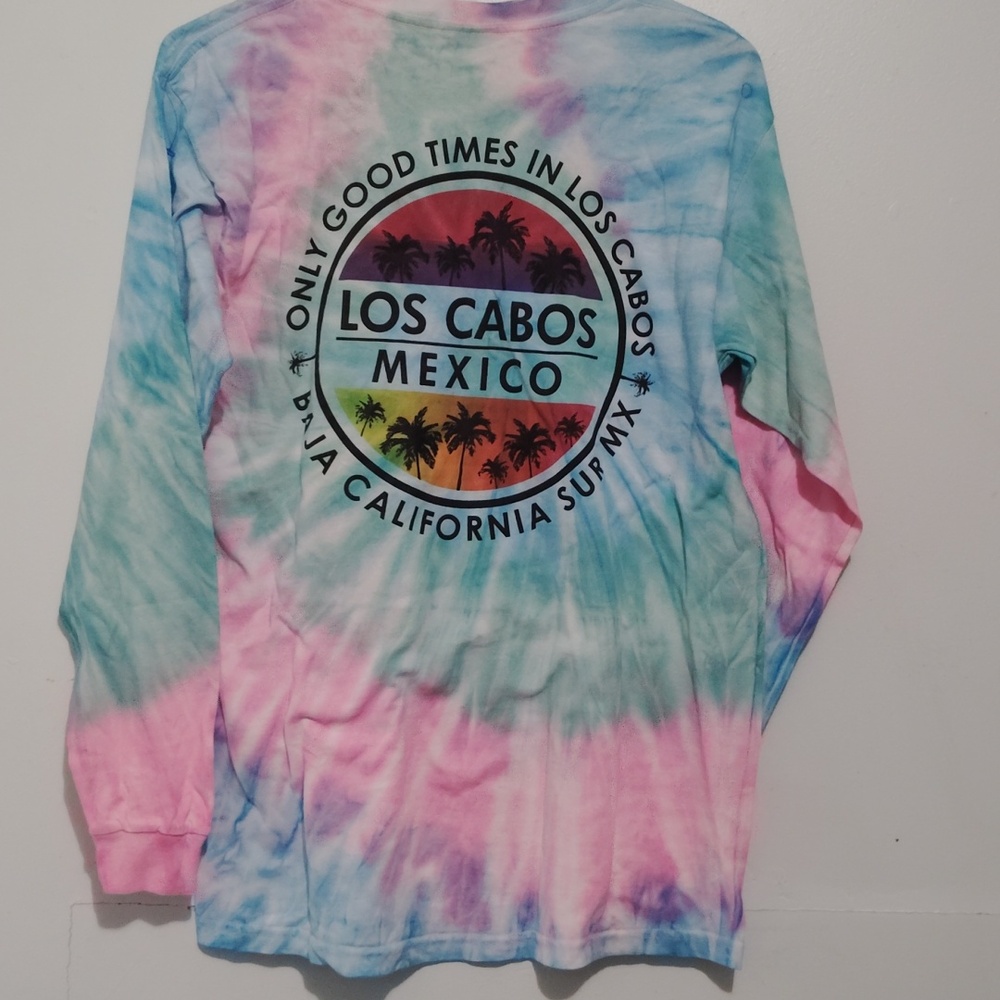Women's Med  Tie-Dye Long Sleeve Shirt Only Good Times In Los Cabos